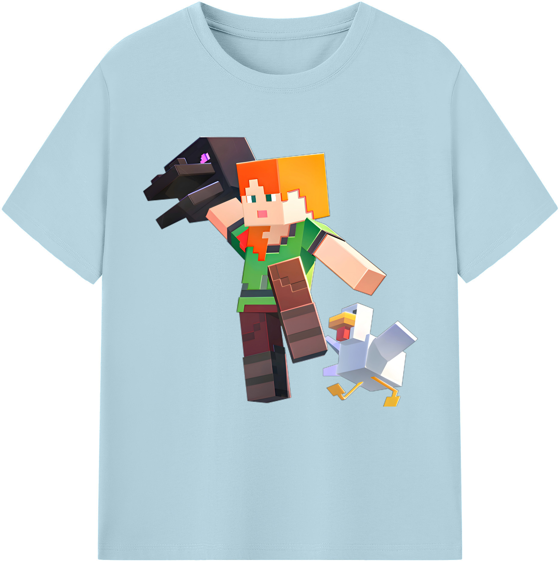 （画像用） マインクラフト ブロックの世界 Minecraft MC Block world 綿100％半袖Tシャツ（フロントプリント）